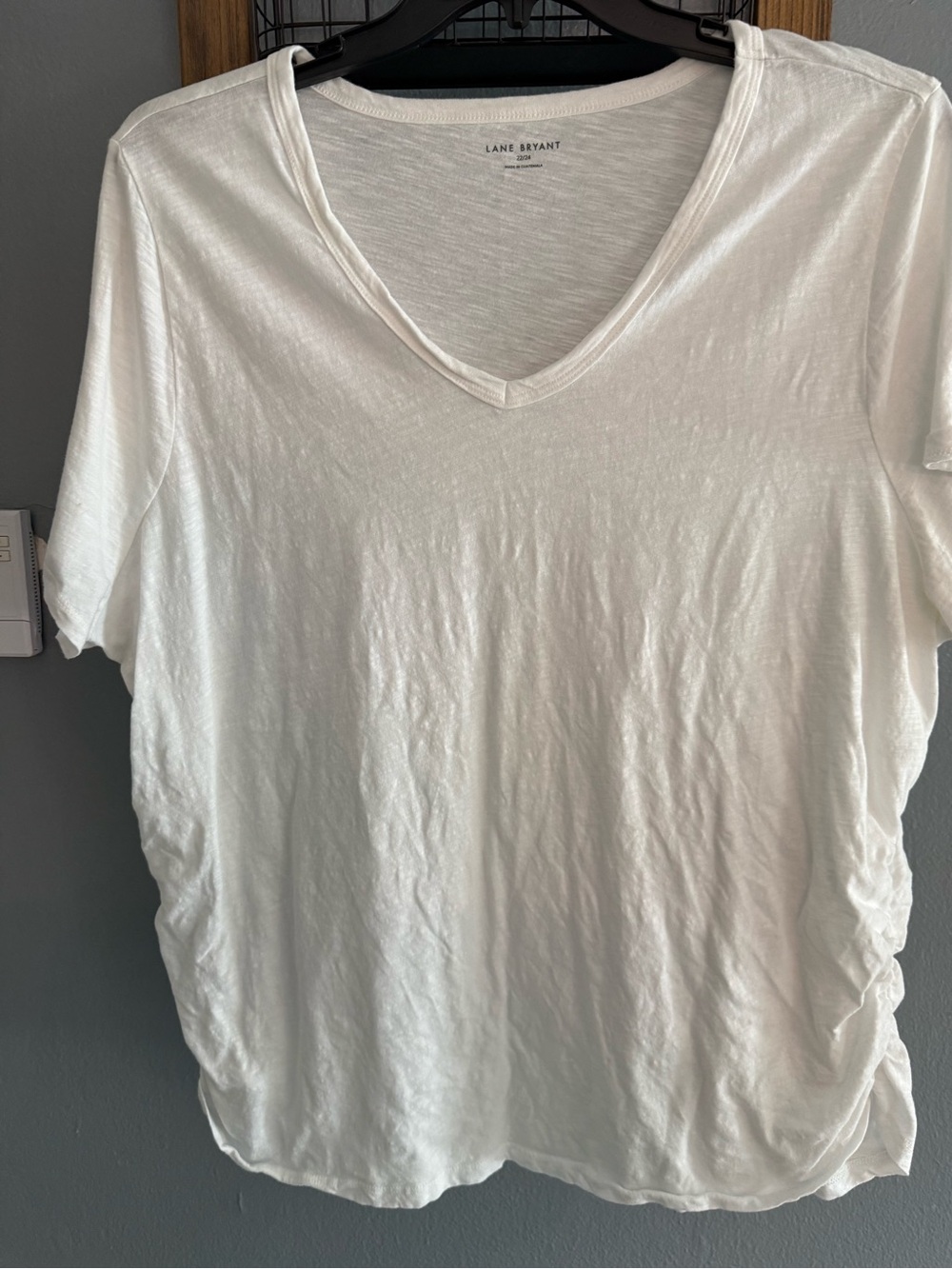Lane Bryant White V-Neck Short Sleeve Tee